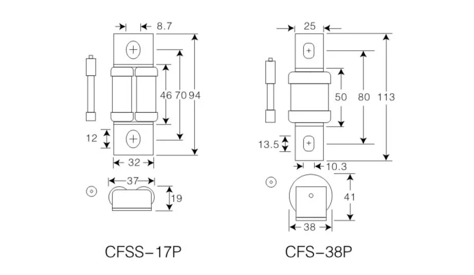 AC240V DC150V Bolt Connected Fast Speed Fuses with 5A 50A 100A 160A 200A 300A 400A 500A 600A 700A 800A 900A